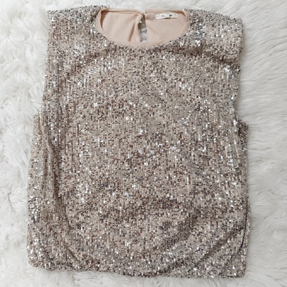 Maurices Elegant Edgely Sequin Padded Shoulder Top Women’s Size Medium - Picture 6 of 8